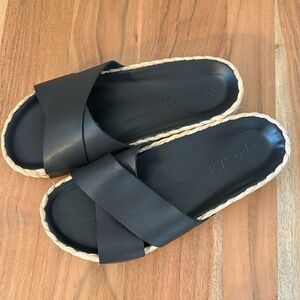 Womens Splendid Platform Criss Cross Slide-on Open Toe sandals Black 8.5